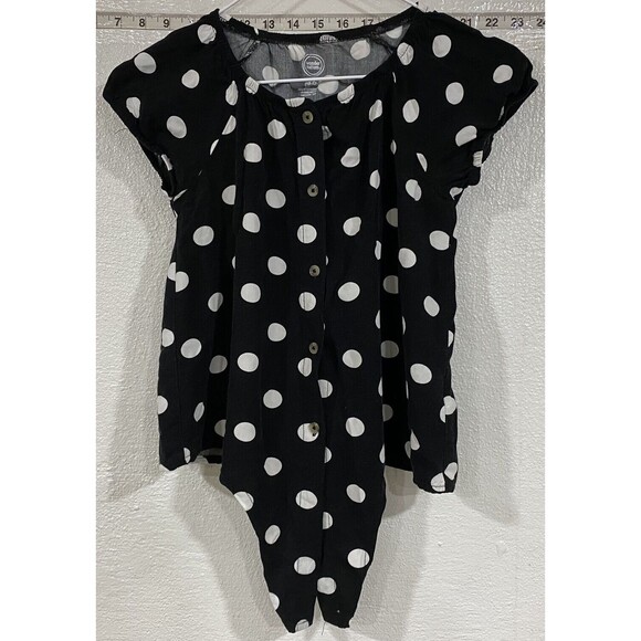 Wonder Nation Girls Woven Polka Dot Printed Tie Front Shirt Size 10-12  Large - Picture 1 of 6